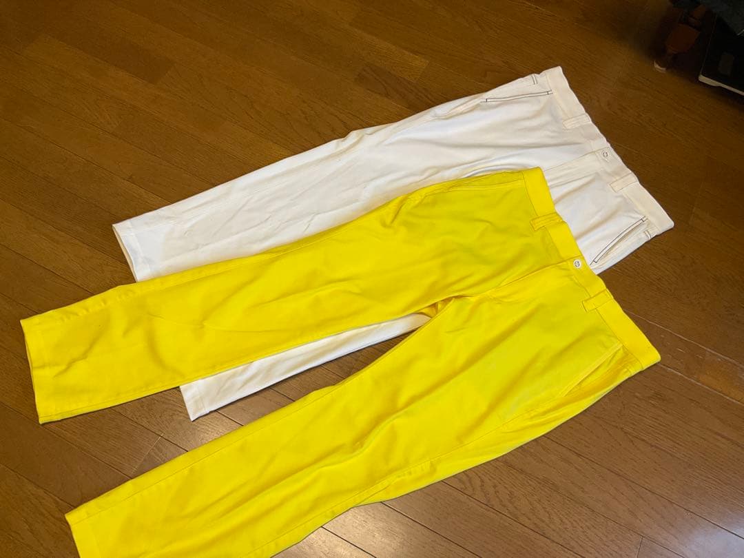 Paradiso フィットパンツ 88サイズ 白-黄 2本セット ゴルフパンツXL LL PARADISO