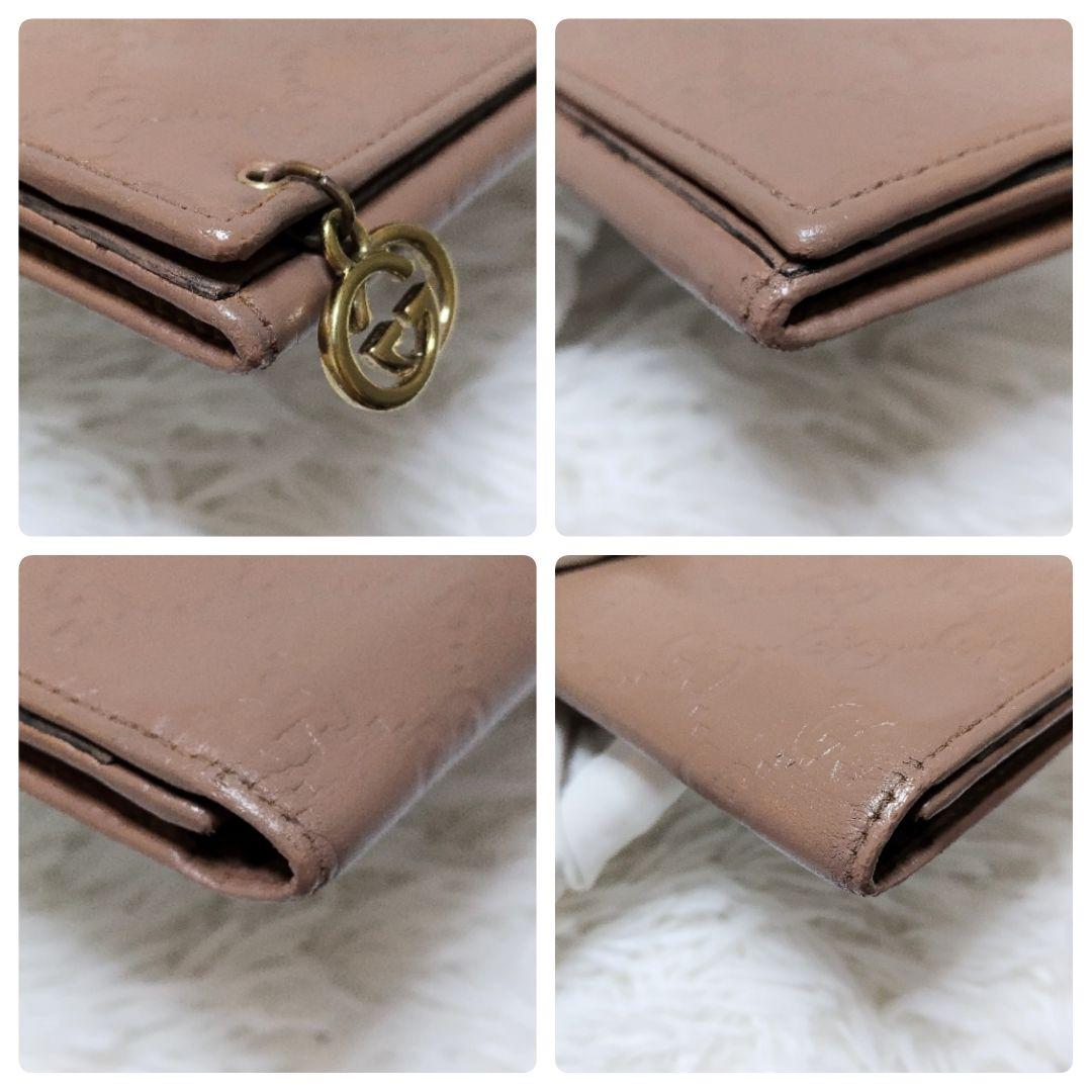 グッチ♡二つ折り長財布　インターロッキングチャーム　ゴールド金具　ピンクベージュ