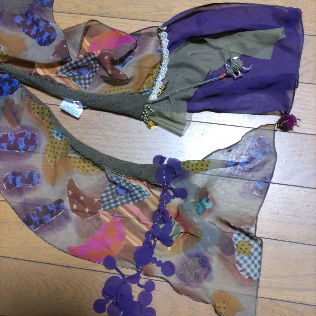 アルベロベロ シフォンスカーフ ウ―ルとシフォンにビ―ズと飾り1714目立った傷や汚れなし