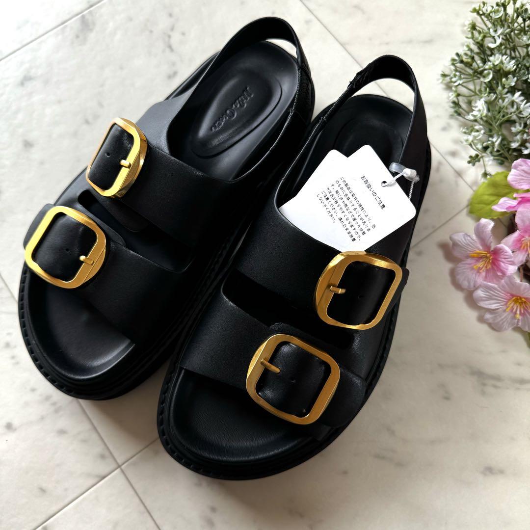 極美品✨Mila Owen ビッグバックルベルトサンダル 黒 23.5cm
