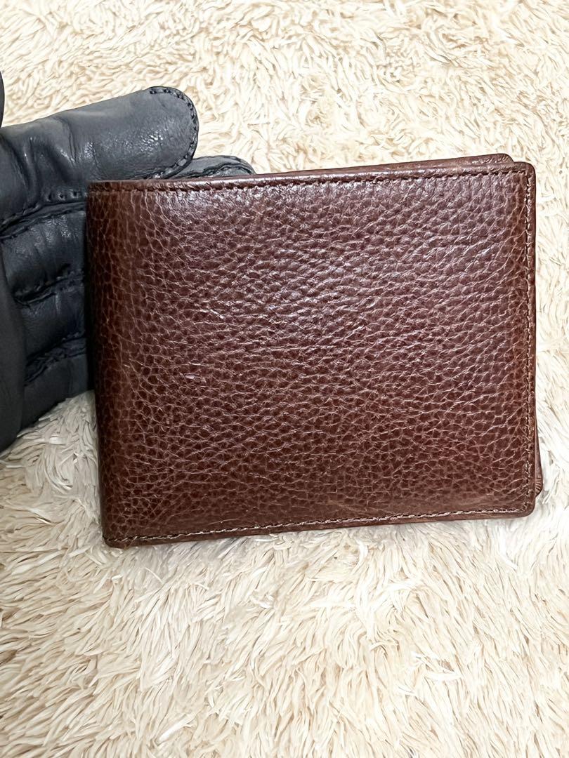 美品 ベジタブルタンニンレザー 2つ折り財布 ブラウン