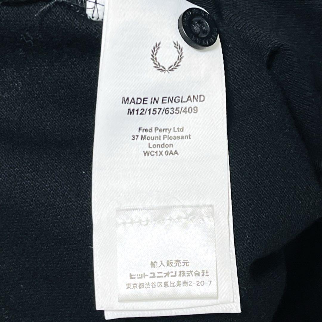 美品 フレッドペリー イングランド製 黒金 鹿の子 ポロシャツ 42 XL