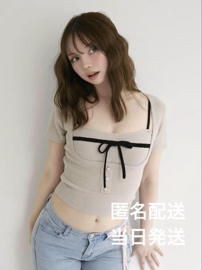 トップス andmary Natalie ribbon set beige