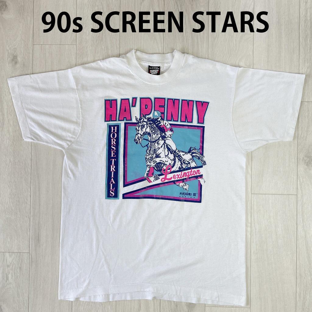 90s　USA製　スクリーンスターズ　競馬　Tシャツ　シングルステッチ　XL