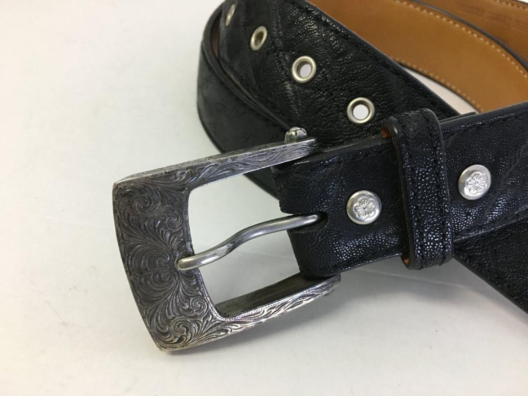 ファニー 象革 希少 エレファント レザー  ベルト 黒 サイズ43