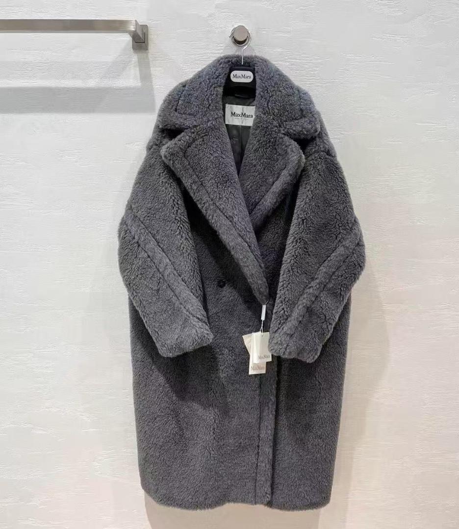 max mara グレー ファーコートXS(SS)・Max Mara