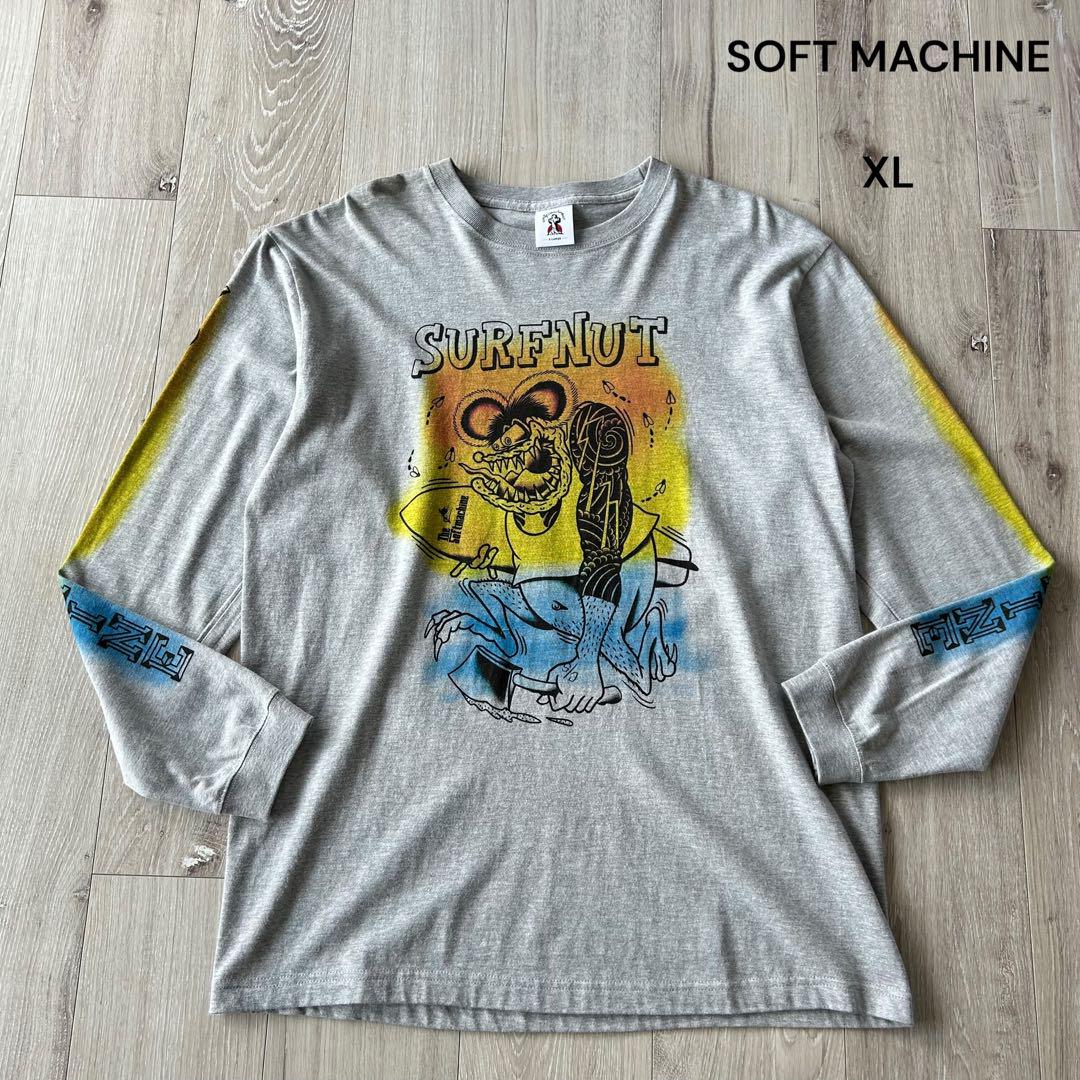 SOFT MACHINE 長袖Tシャツ ロンT グレー XL ラットフィンク