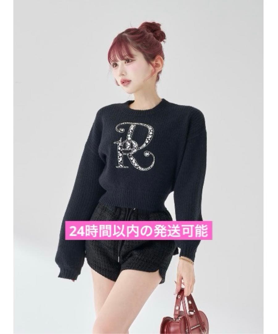 DRビジューボリュームリブニットトップス　ダーリッチ