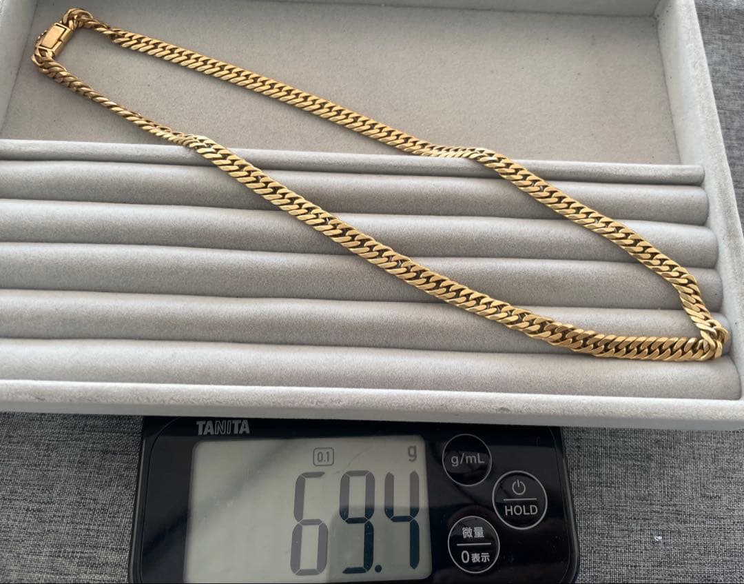 日本刻印ホールマーク k18喜平ネックレス 6面ダブル 約69ｇ50cm