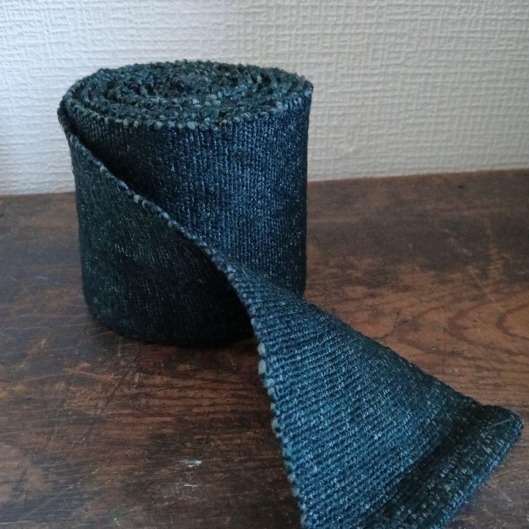 3.8m ミニ裂織帯 レアブラック japan vintage sakiori 3.8m ミニ裂織帯 レアブラック japan vintage sakiori