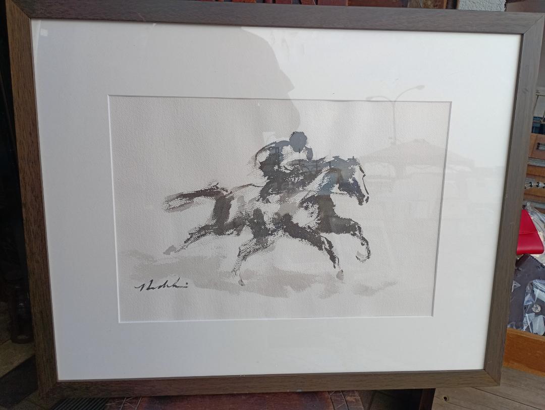 1987)馬の水墨画　画家不明