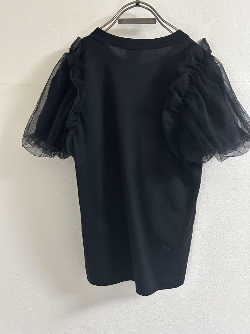 noirkeininomiyaチュールパフスリーブ ブラックTシャツ