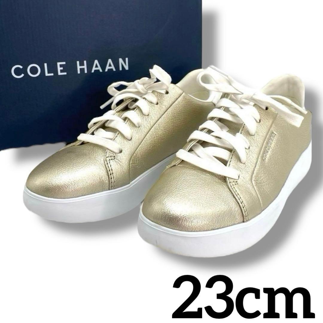 コールハーン ロゴ 厚底 スニーカー シューズ メタリック カジュアル23cm Cole Haan