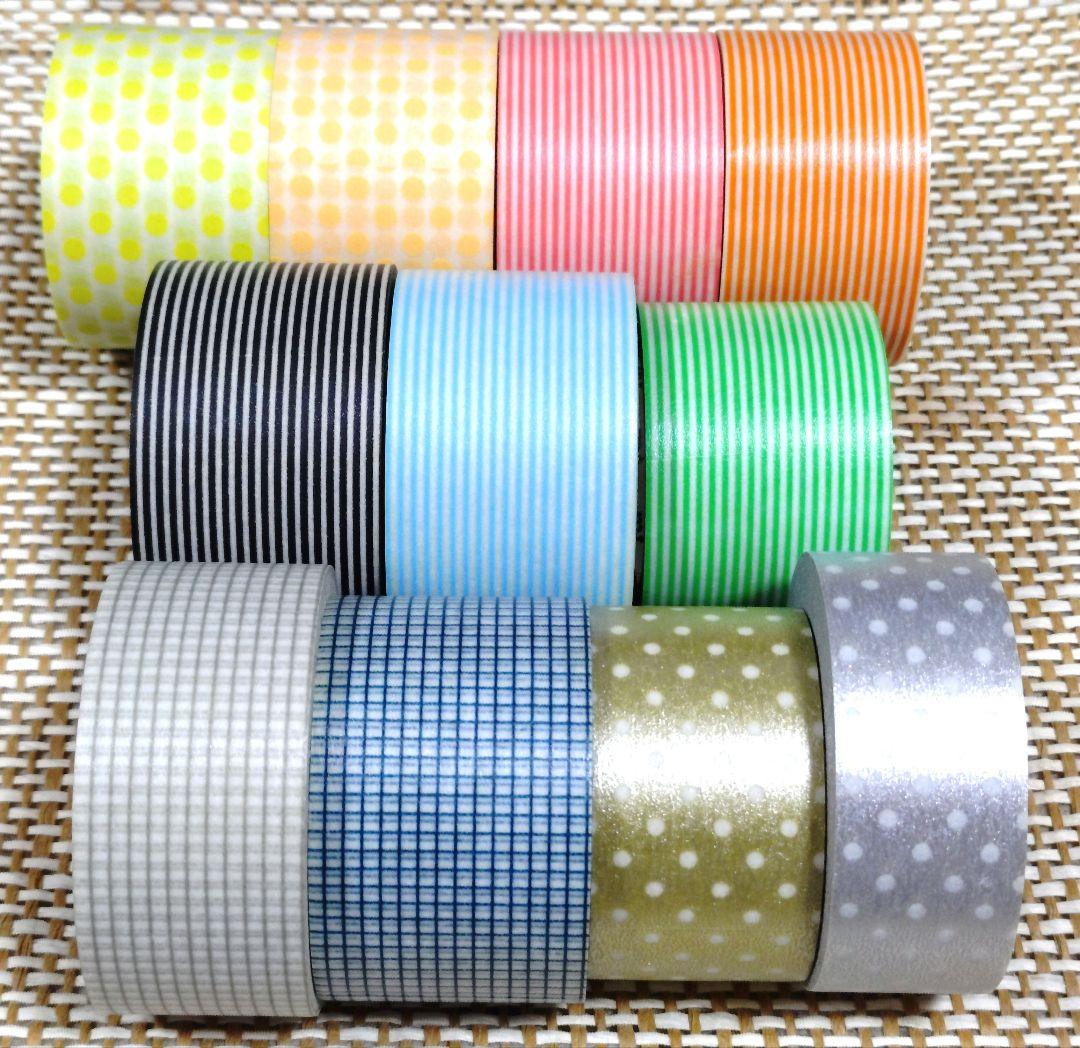 mt マスキングテープ 太幅 ドット ボーダー 方眼 萌黄 アプリコット 珊瑚