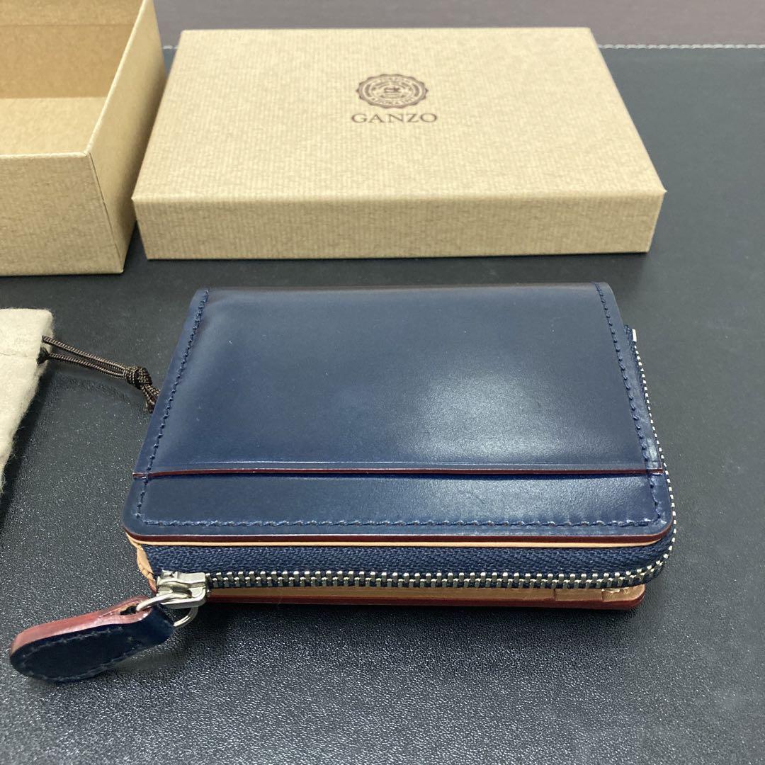 GANZO CORDOVAN(コードバン) Lファスナー二つ折り財布(ネイビー GANZO CORDOVAN(コードバン) Lファスナー二つ折り財布(ネイビー