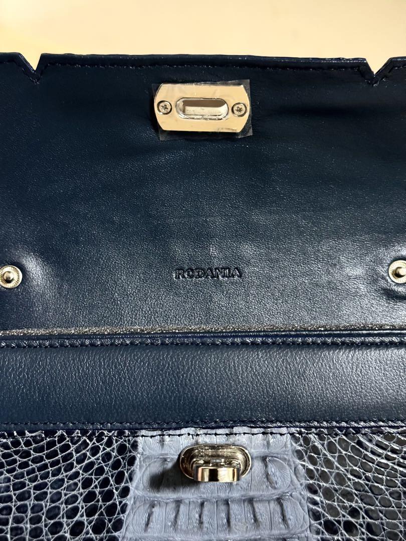ロダニア RODANIA ワニ チェーン付ロングウォレットネイビー新品