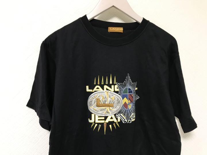 美品本物ランセルLANCELブランドロゴ刺繍半袖Tシャツスーツ黒メンズL 6aGto-m26854273945 お得在庫あ