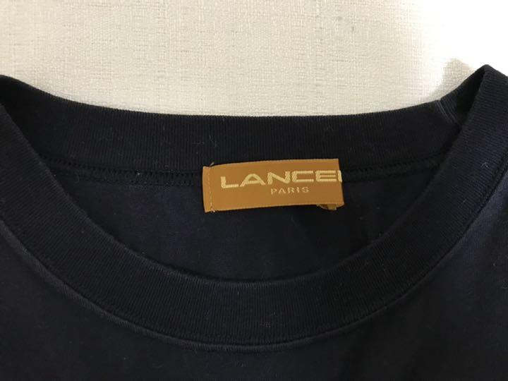美品本物ランセルLANCELブランドロゴ刺繍半袖Tシャツスーツ黒メンズL 6aGto-m26854273945 お得在庫あ