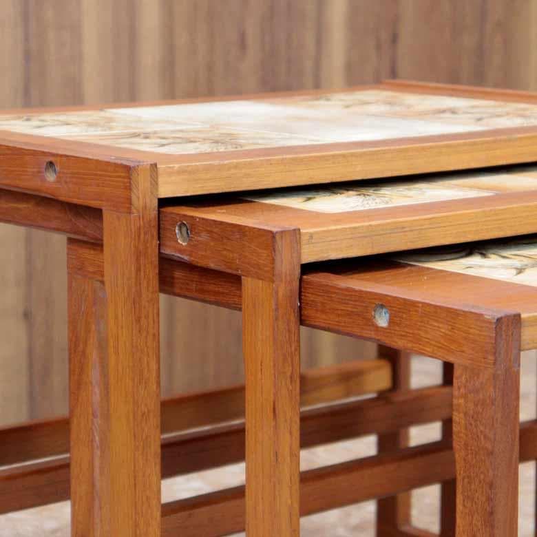 ネストテーブル 3Pセット チーク ヴィンテージ デンマーク ミッドセンチュリー ネストテーブル 3Pセット チーク ヴィンテージ デンマーク ミッド