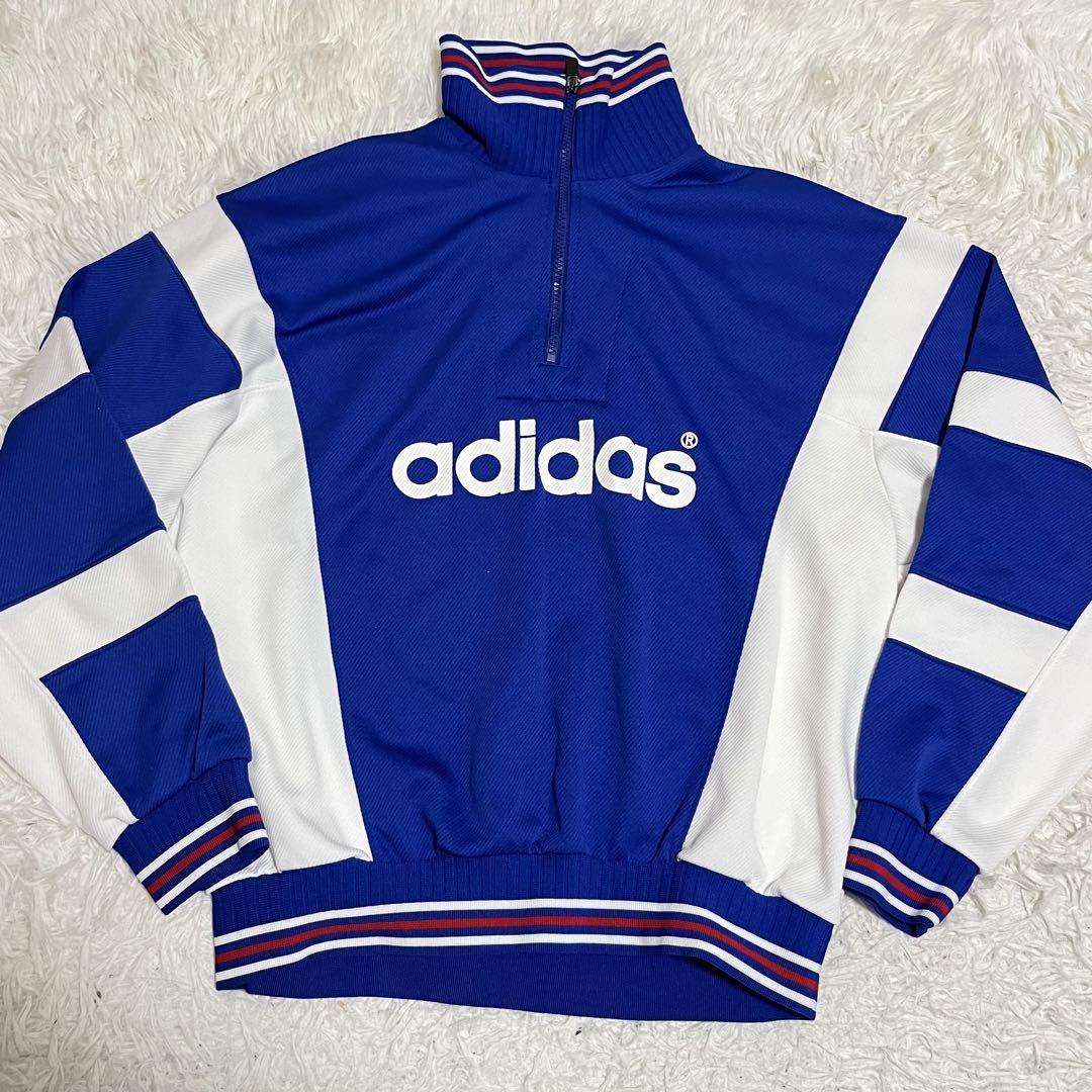 美品XLサイズ相当　adidas デサント期　ハーフジップ　トラックジャケット