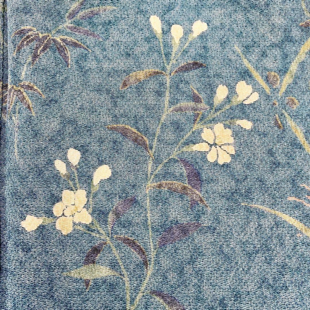 小紋 縮緬 ちりめん 椿 草花模様 NK-944 小紋 縮緬 ちりめん 椿 草花模様 NK-944