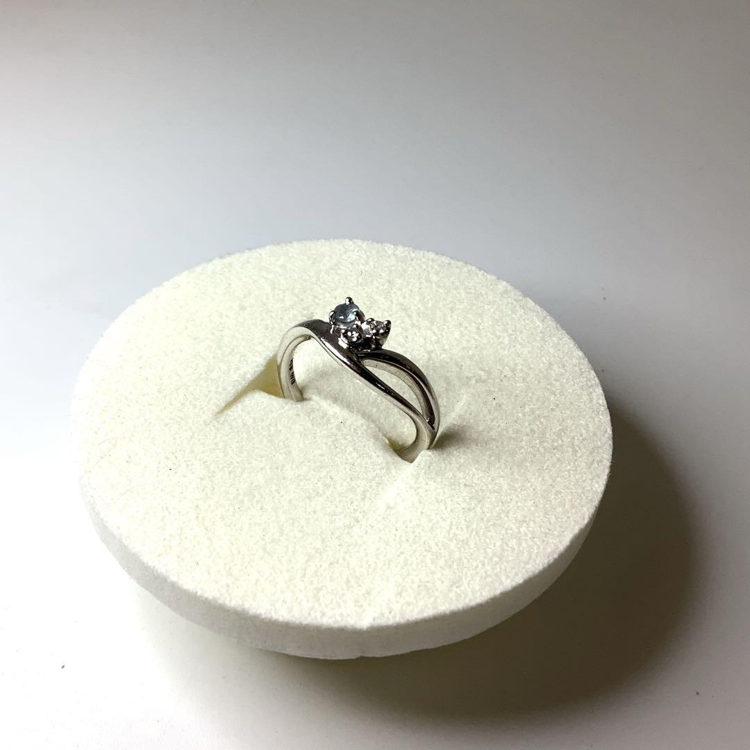 ぴ*の様 【美品】4°C ヨンドシー K18WG アクアマリン ダイヤ リング