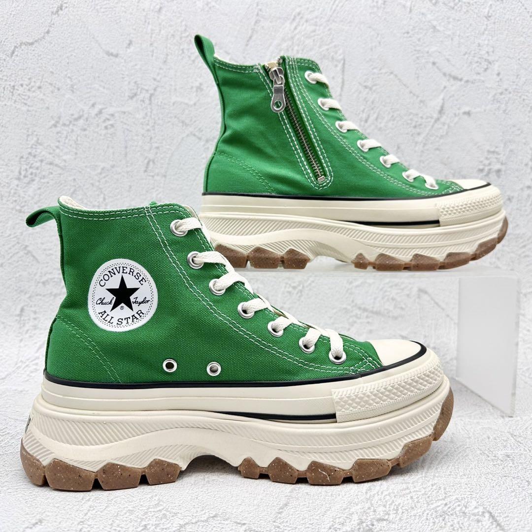 【極美品】コンバース トレックウェーブ HI グリーン 厚底 サイドジップ