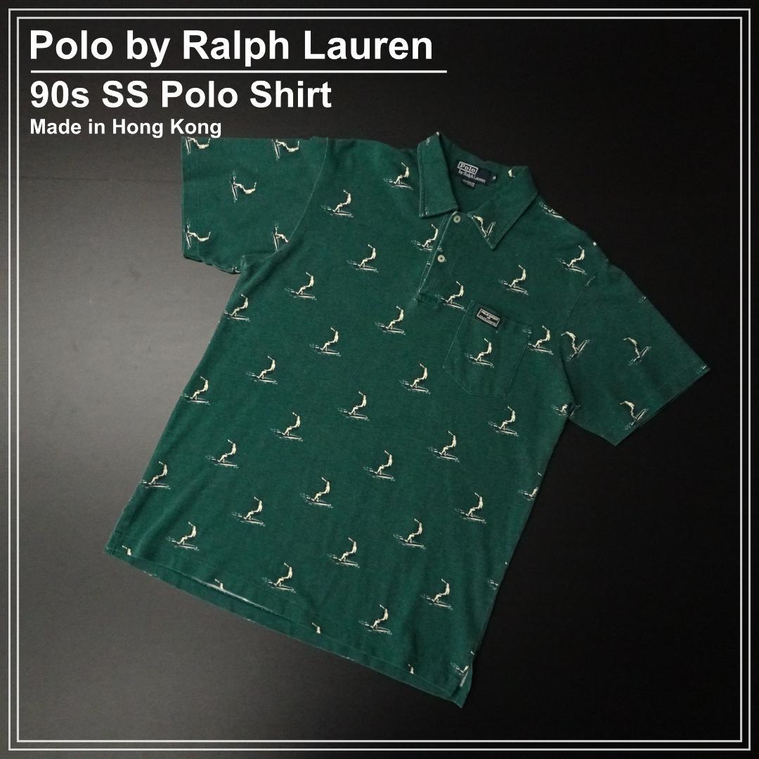 90s 香港製 Ralph Lauren 半袖ポロシャツ サーフィン 総柄