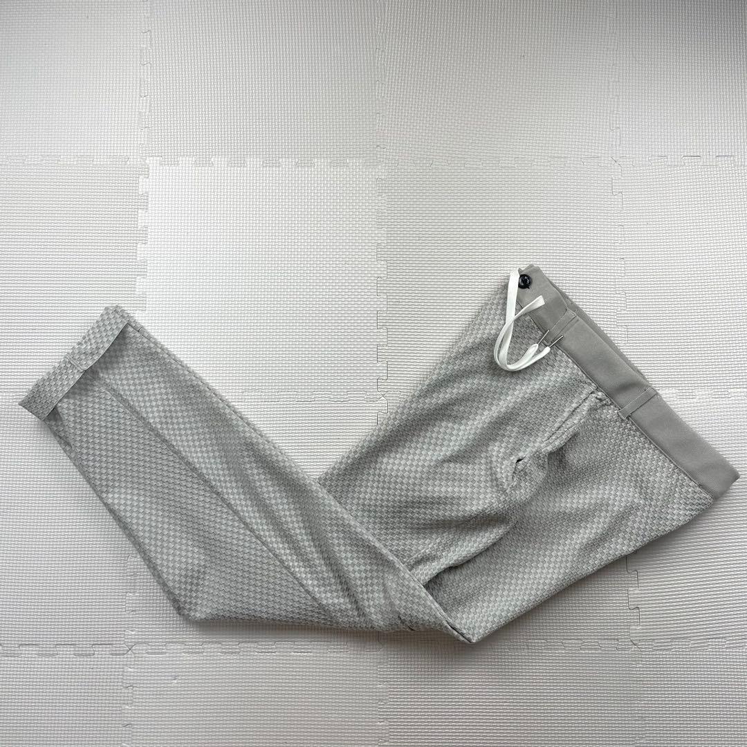 未使用級　ジーステージ　現行　セットアップ　ダブル　3Dニット　チェック　グレー