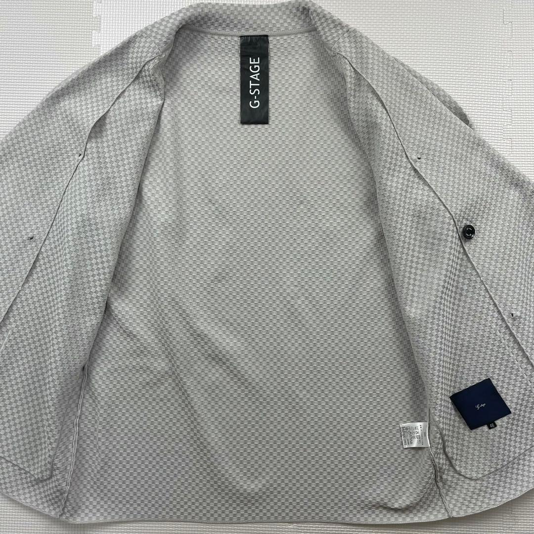 未使用級　ジーステージ　現行　セットアップ　ダブル　3Dニット　チェック　グレー