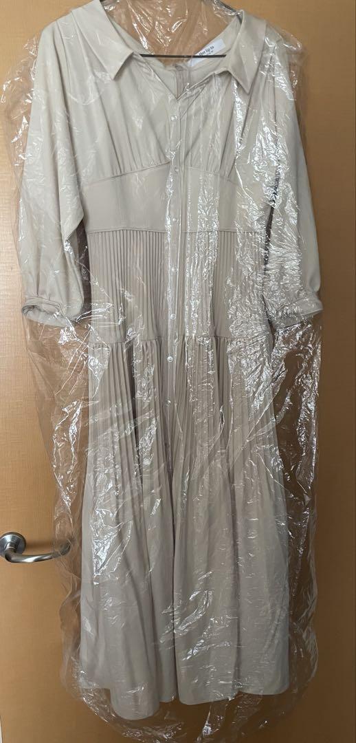 Pleated Open Shirt Dress Sサイズ ベージュ