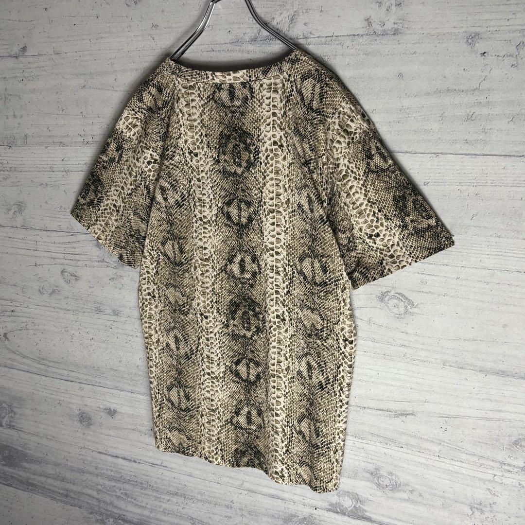 未使用級✨️CELINE パイソン柄 ビックロゴ Tシャツ 総柄 M相当