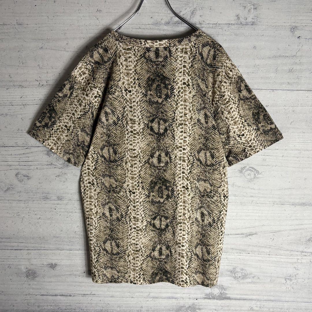 未使用級✨️CELINE パイソン柄 ビックロゴ Tシャツ 総柄 M相当