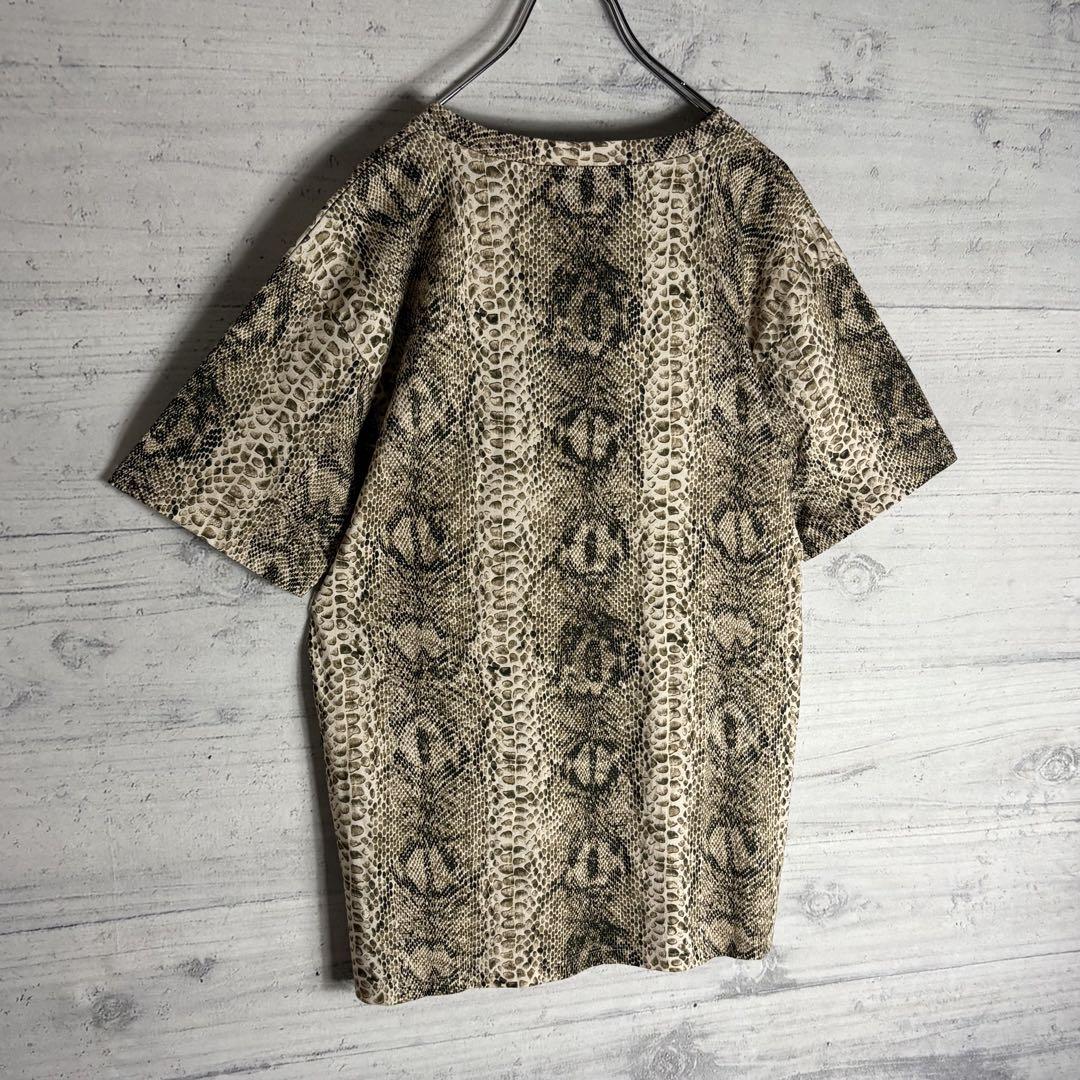 未使用級✨️CELINE パイソン柄 ビックロゴ Tシャツ 総柄 M相当