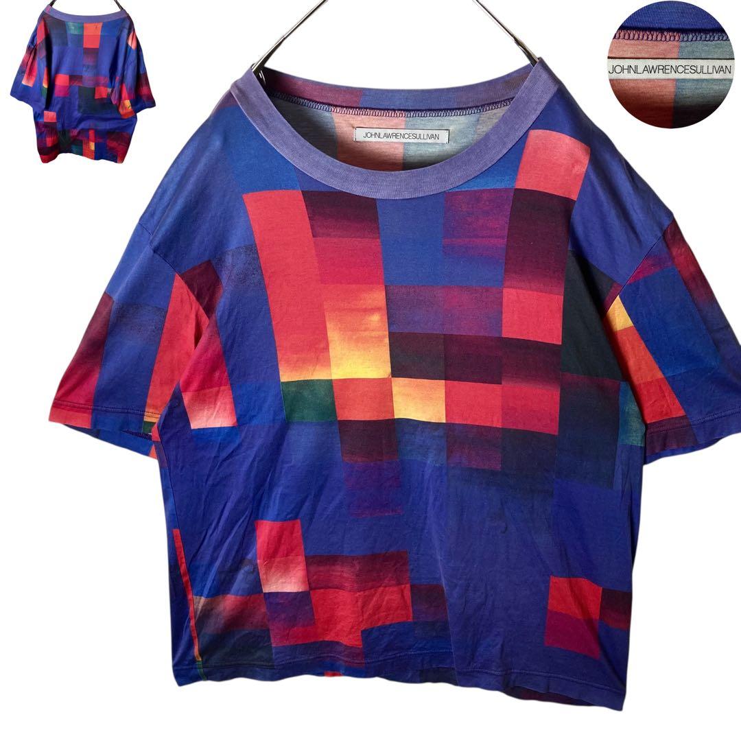 ジョンローレンスサリバン マルチカラー総柄デザインTシャツゆったりサイズ