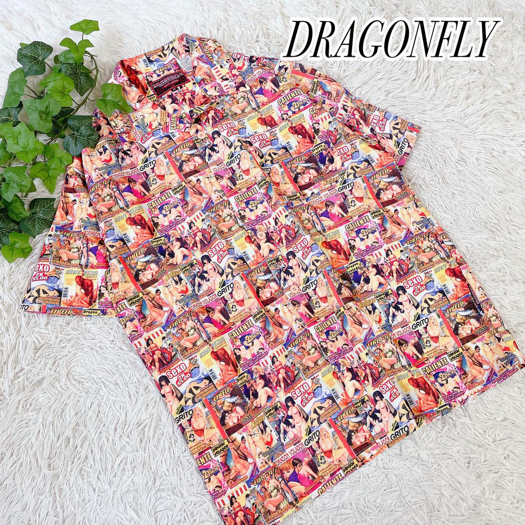 美品　ドラゴンフライ　半袖　エロプリントシャツ　アロハ　M ✨