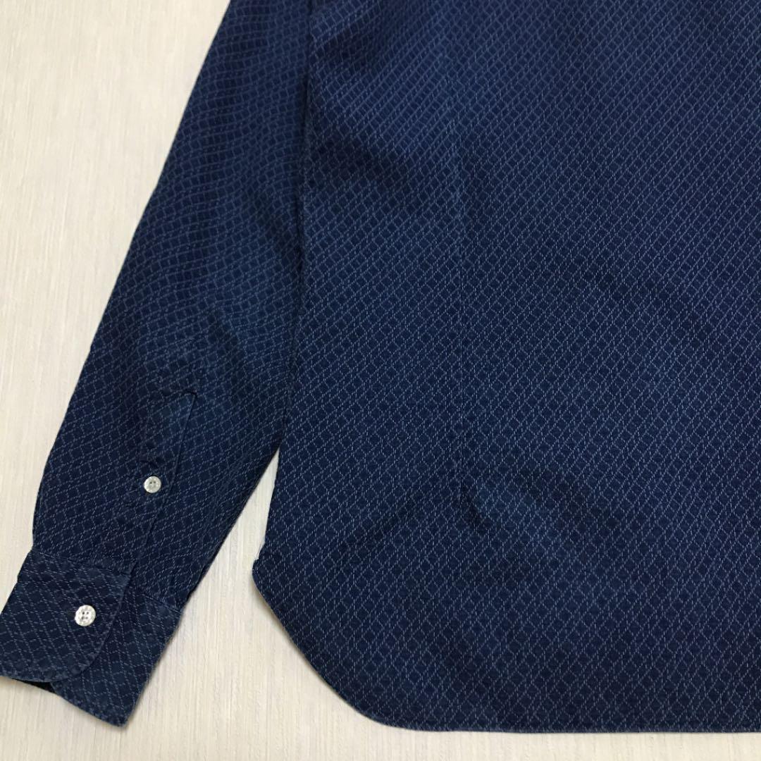 BARBA 美品デニムシャツ高級イタリア製ネイビー紺藍イタリアンカラー BQcoC-m26868740554 国産爆買い