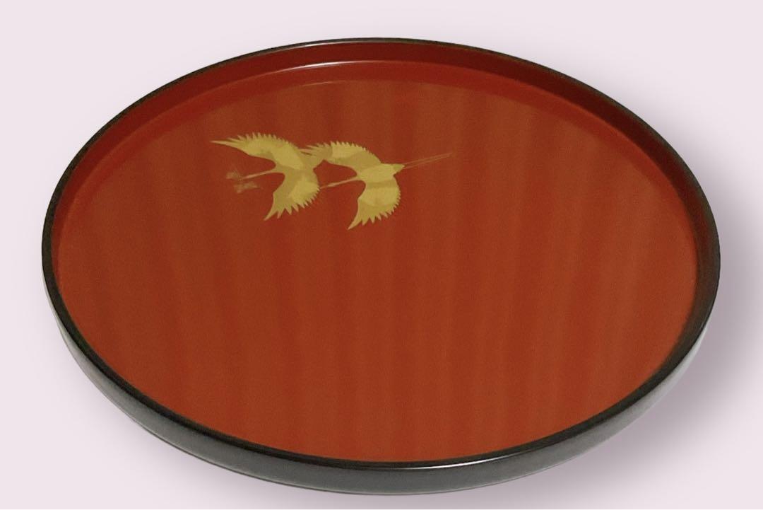 【匿名配送】希少品！輪島塗　朱丸盆　創作漆器 能登の華☆未使用品☆昭和レトロ