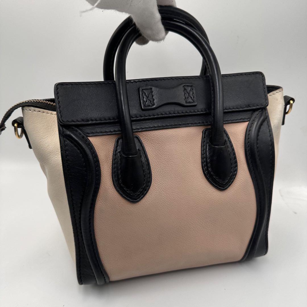 美品✨セリーヌ　ラゲージ　ナノショッパー　2way ショルダー　トリコロール