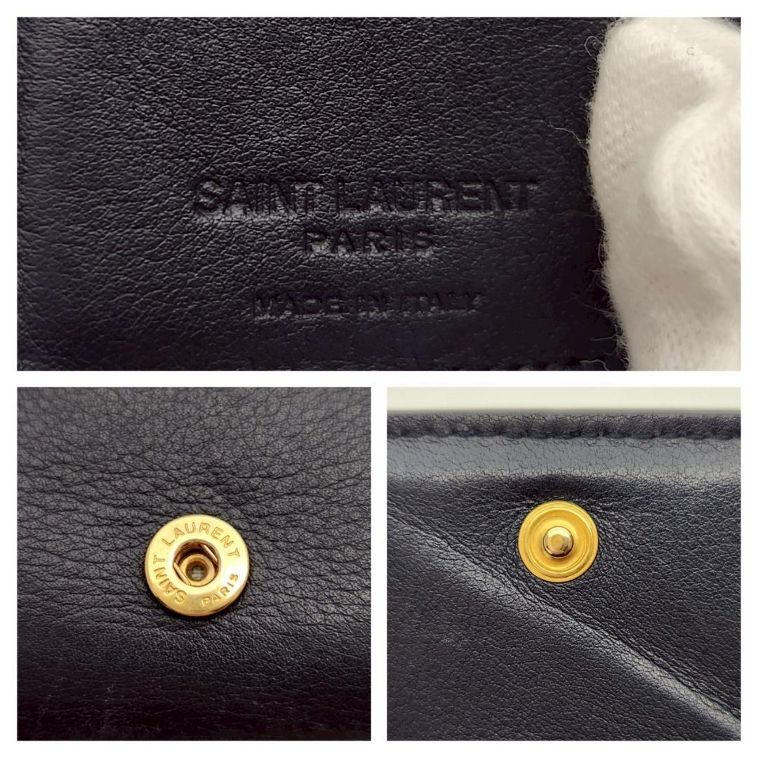 【日本全国送料無料】 サンローラン 三つ折財布 ロゴ レザー ブラッ クSaint Laurent