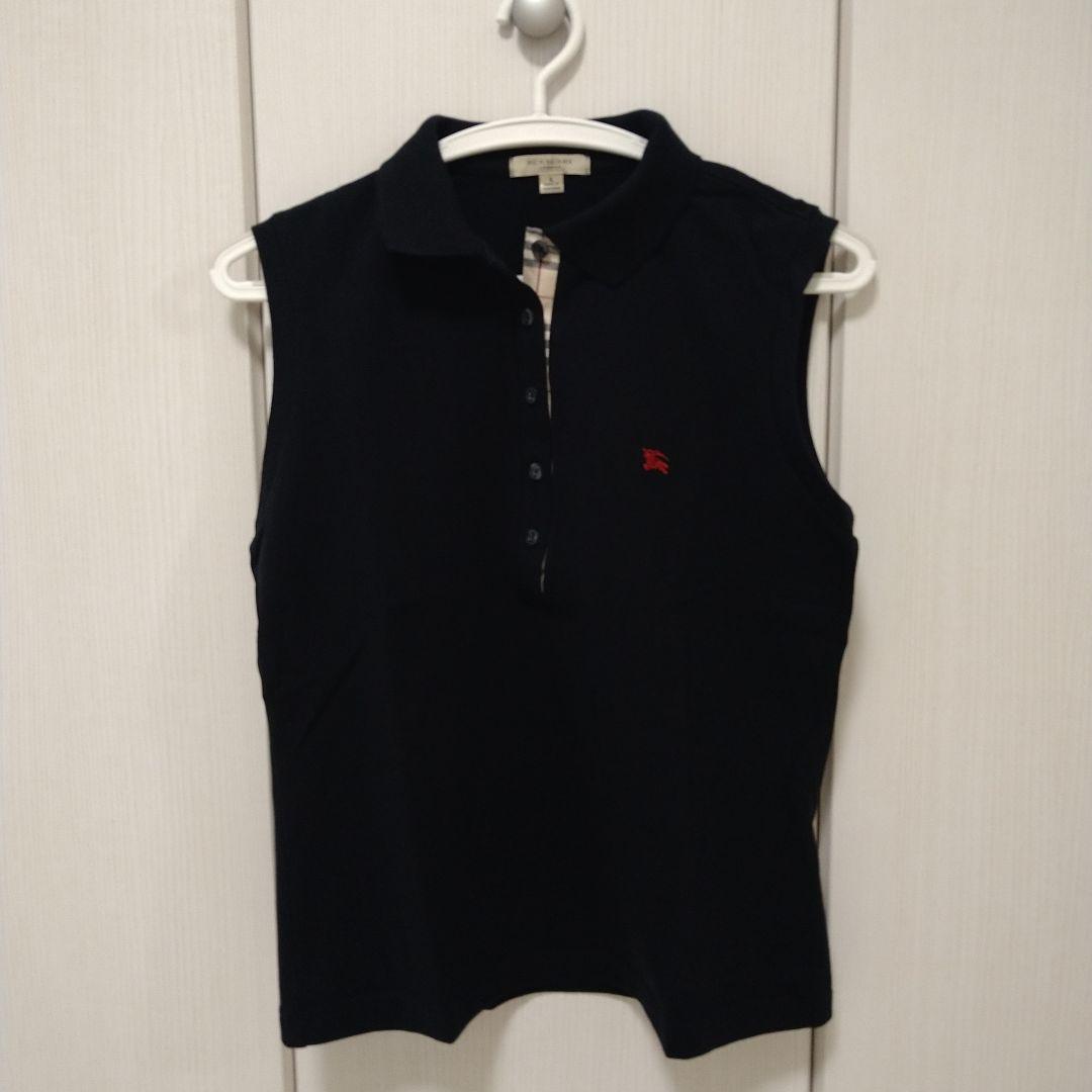 BURBERRY ノースリーブポロシャツ L ブラック