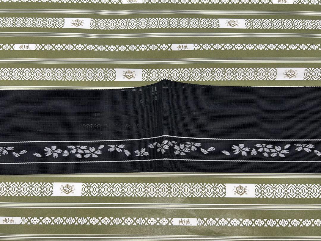 新品未使用品 正絹 浴衣 着物 博多織 帯 日本製 夏帯 紗 伊達締め 黒地 新品未使用品 正絹 浴衣 着物 帯 博多織 日本製 夏帯 紗 伊達