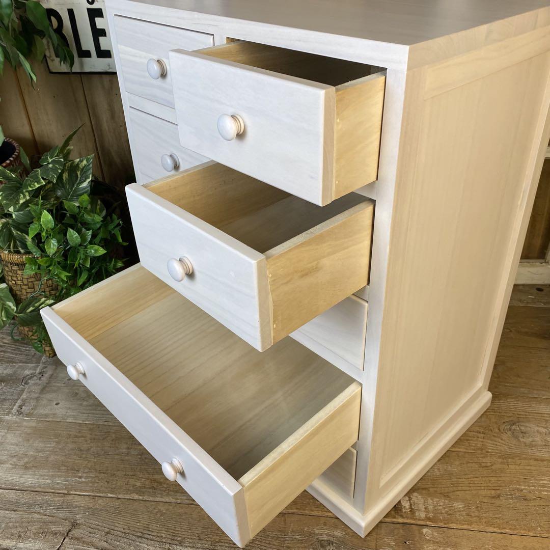 期間限定！セール中！木製多引き出し桐チェストタンスDホワイト48㎝×65㎝縦長 期間限定！セール中！木製多引き出し桐チェストタンスDホワイト