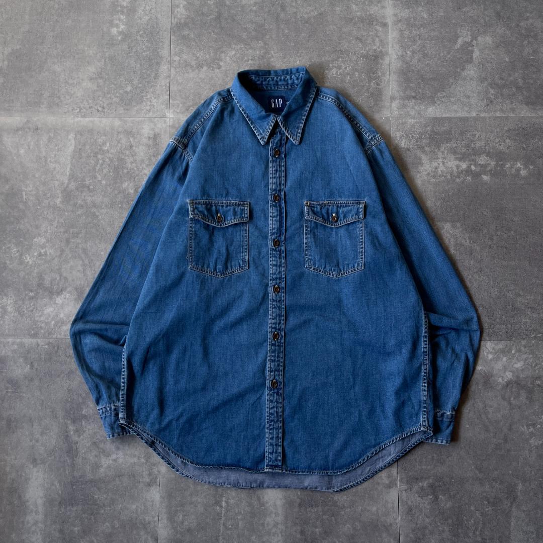 2001年製 OLD GAP デニムシャツ 長袖 M インディゴ A60