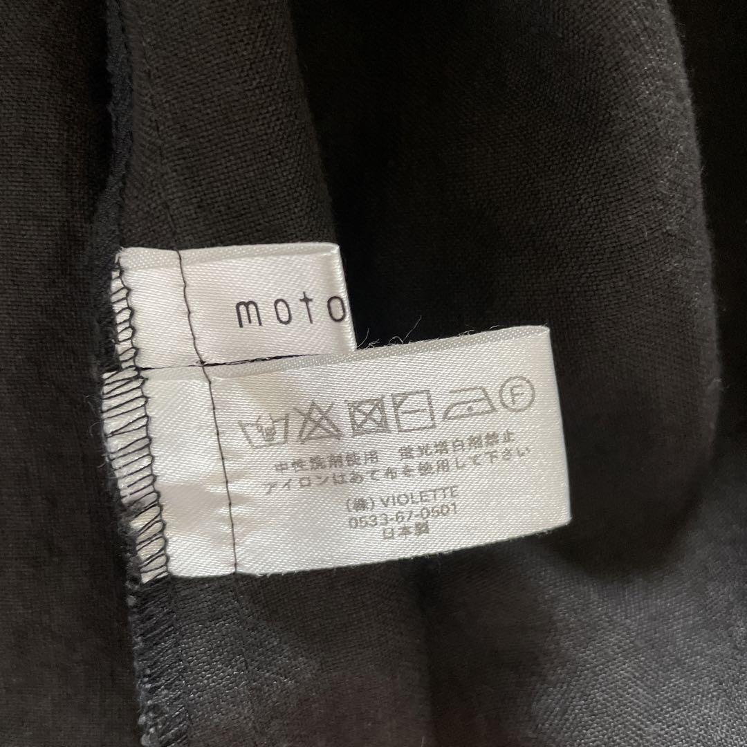motomi.m モトミエム クロ リネン リボンサロペット風 ワンピ