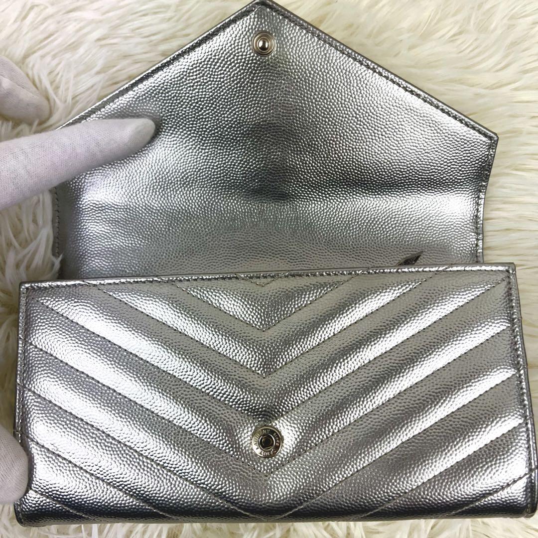 【希少カラー/美品】 YSL イブサンローラン カサンドラ キルティング 長財布 希少カラー/美品】 YSL イブサンローラン カサンドラ