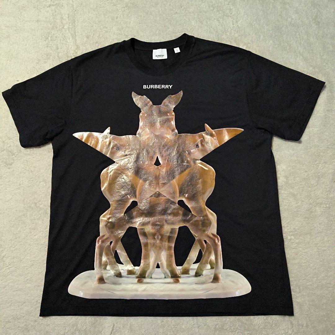 極美品 BURBERRY アートプリント ブラック Tシャツ