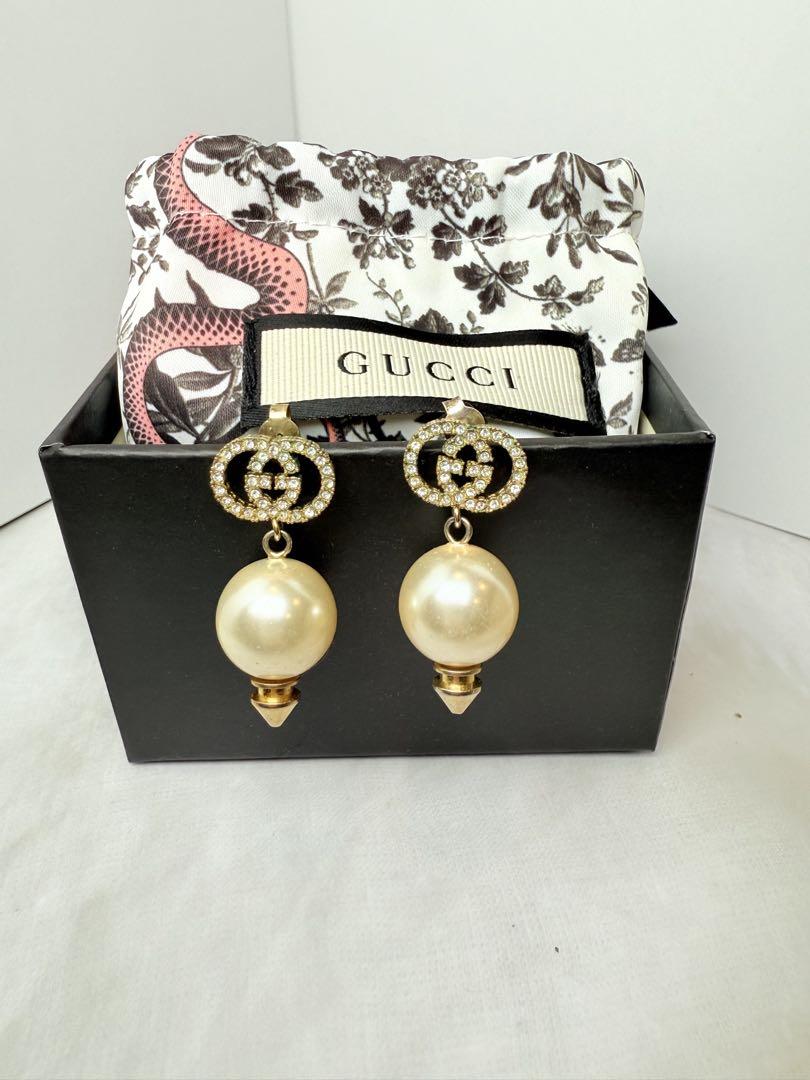 【美品】GUCCI パール付きピアス ゴールド　箱付き