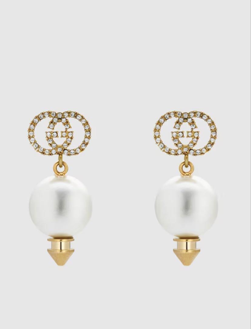 【美品】GUCCI パール付きピアス ゴールド　箱付き