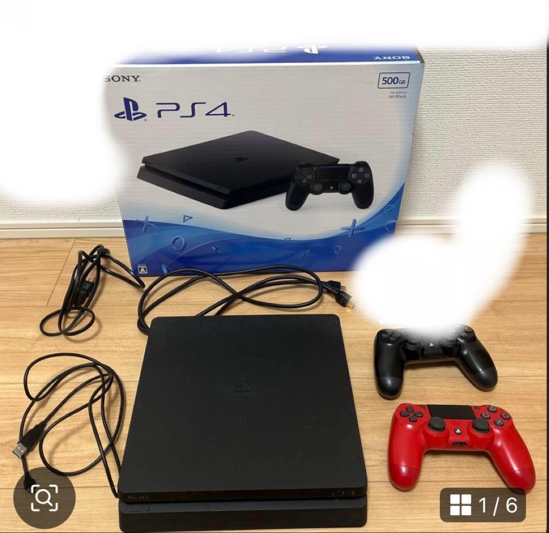 PlayStation 4 本体 黒コントローラー付きやや傷や汚れあり